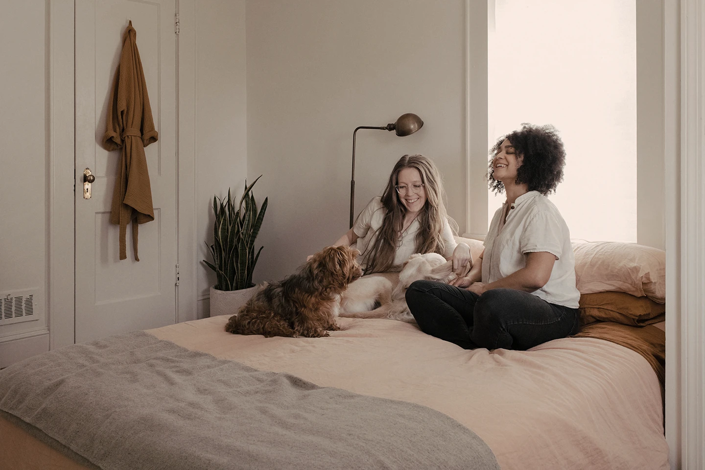 Two women with dog